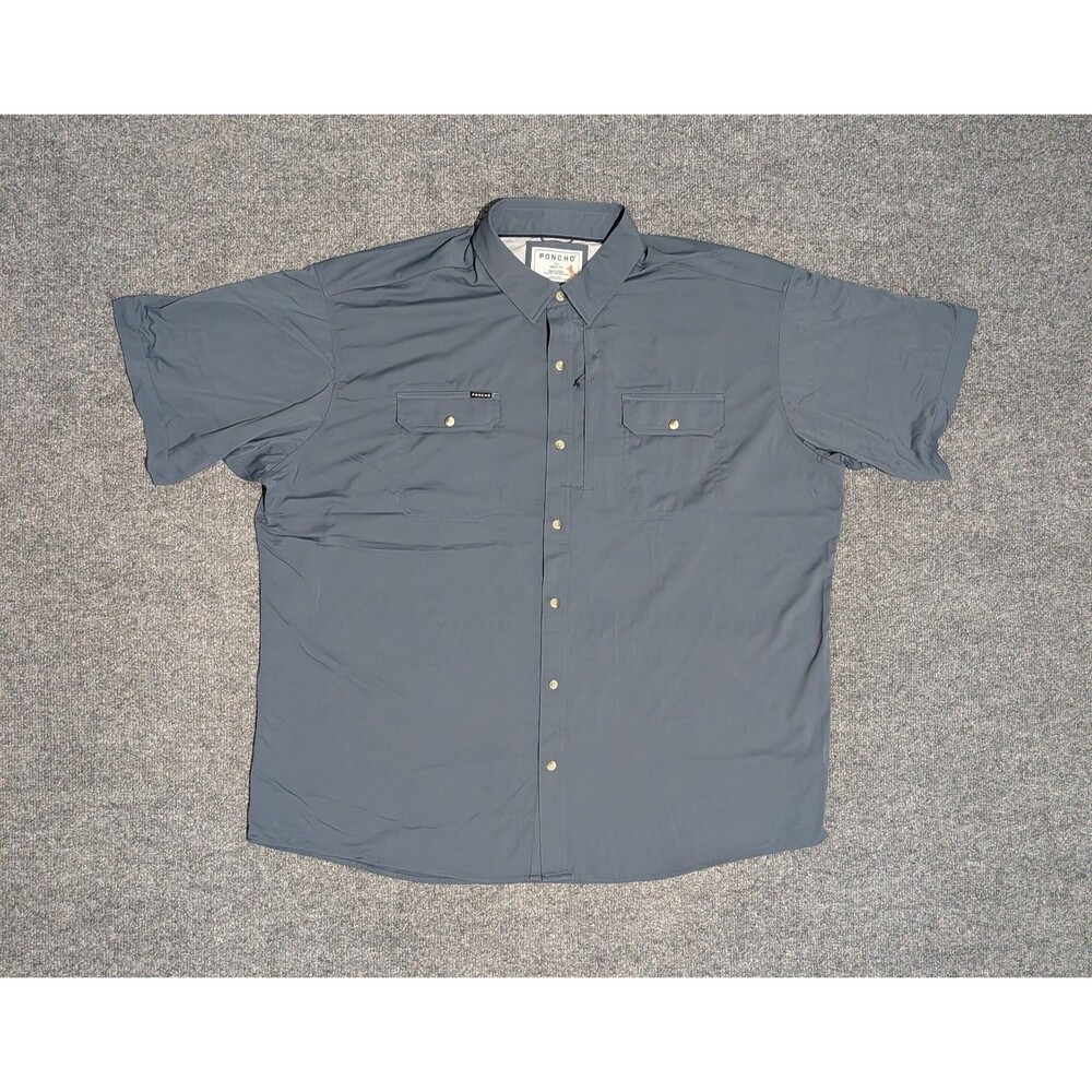 Poncho Shirt Mens XXL Regular Fit Short Sleeve Blue